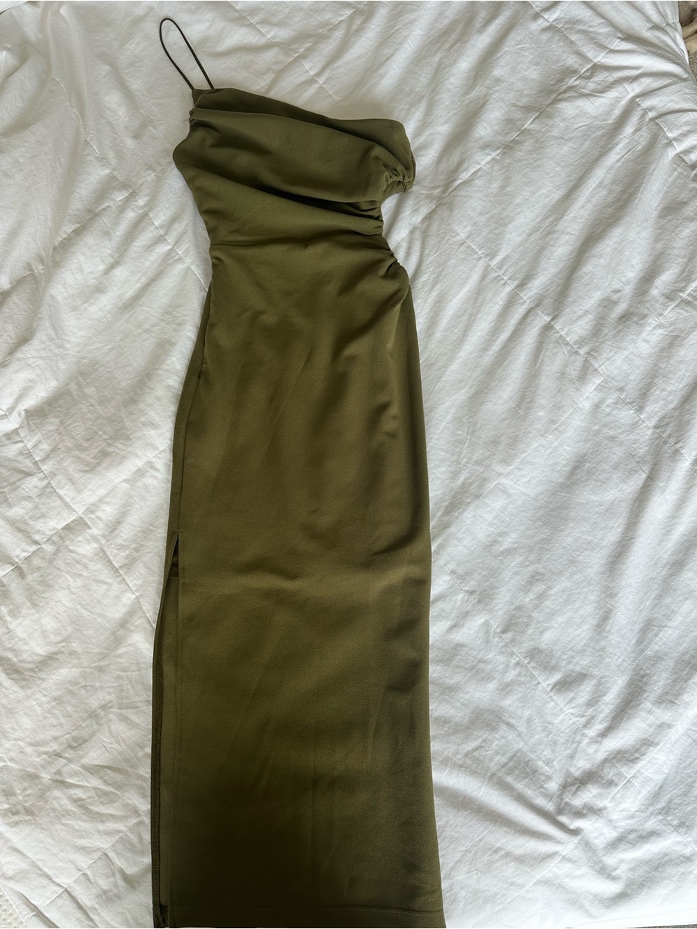 Hello Molly Olive One-Shoulder Midi Dress